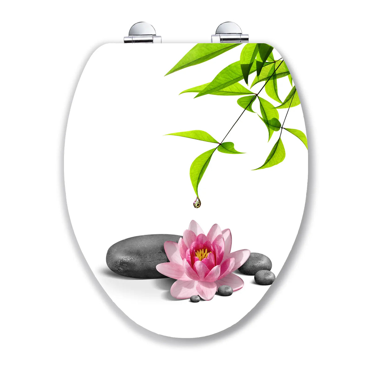 topseat Elongated Soft-Close Wood Toilet Seat — Art of Acryl, Water Lily