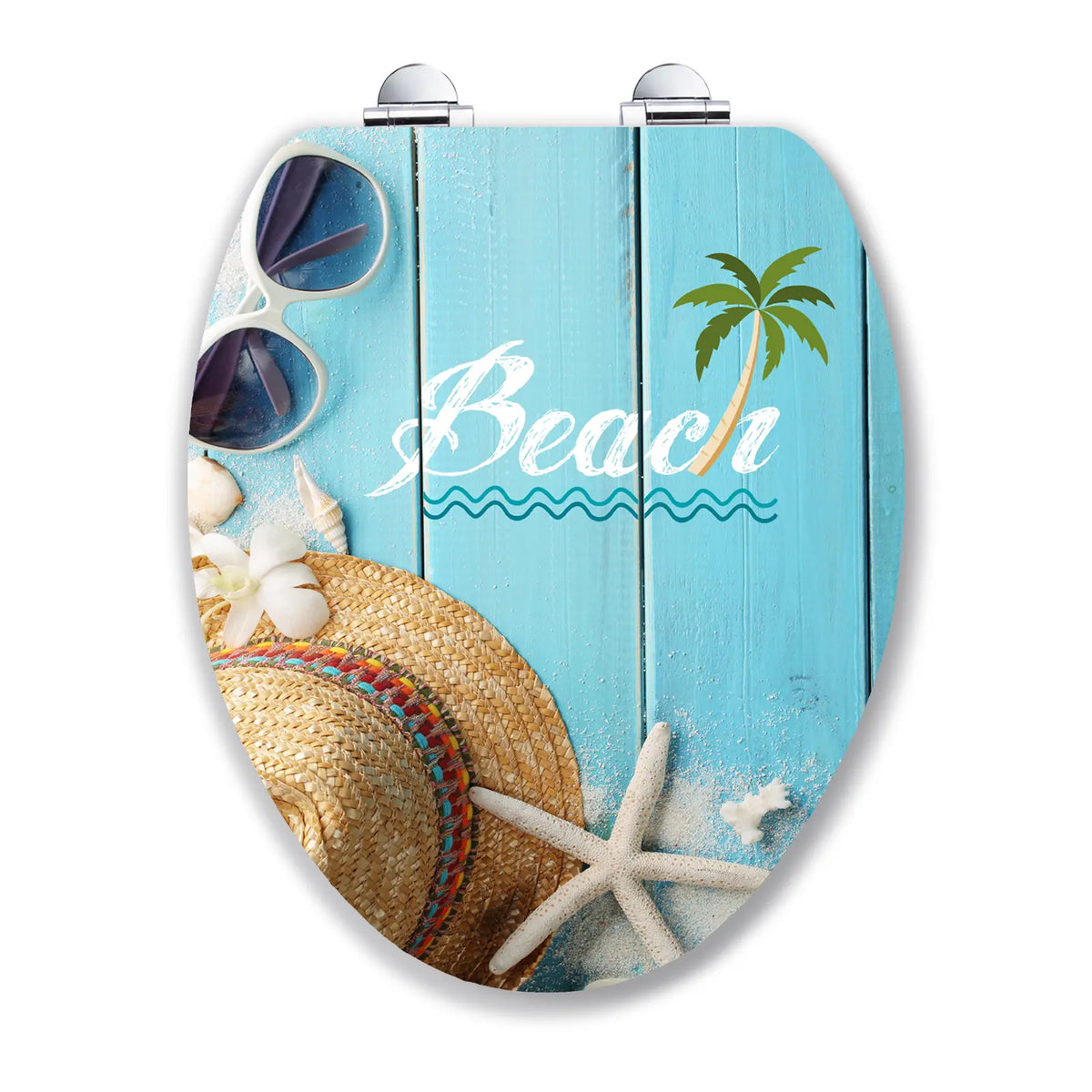 topseat Elongated Soft-Close Wood Toilet Seat — Art of Acryl, Beach