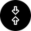 Elongated toilet seat seating space icon with vertical arrows