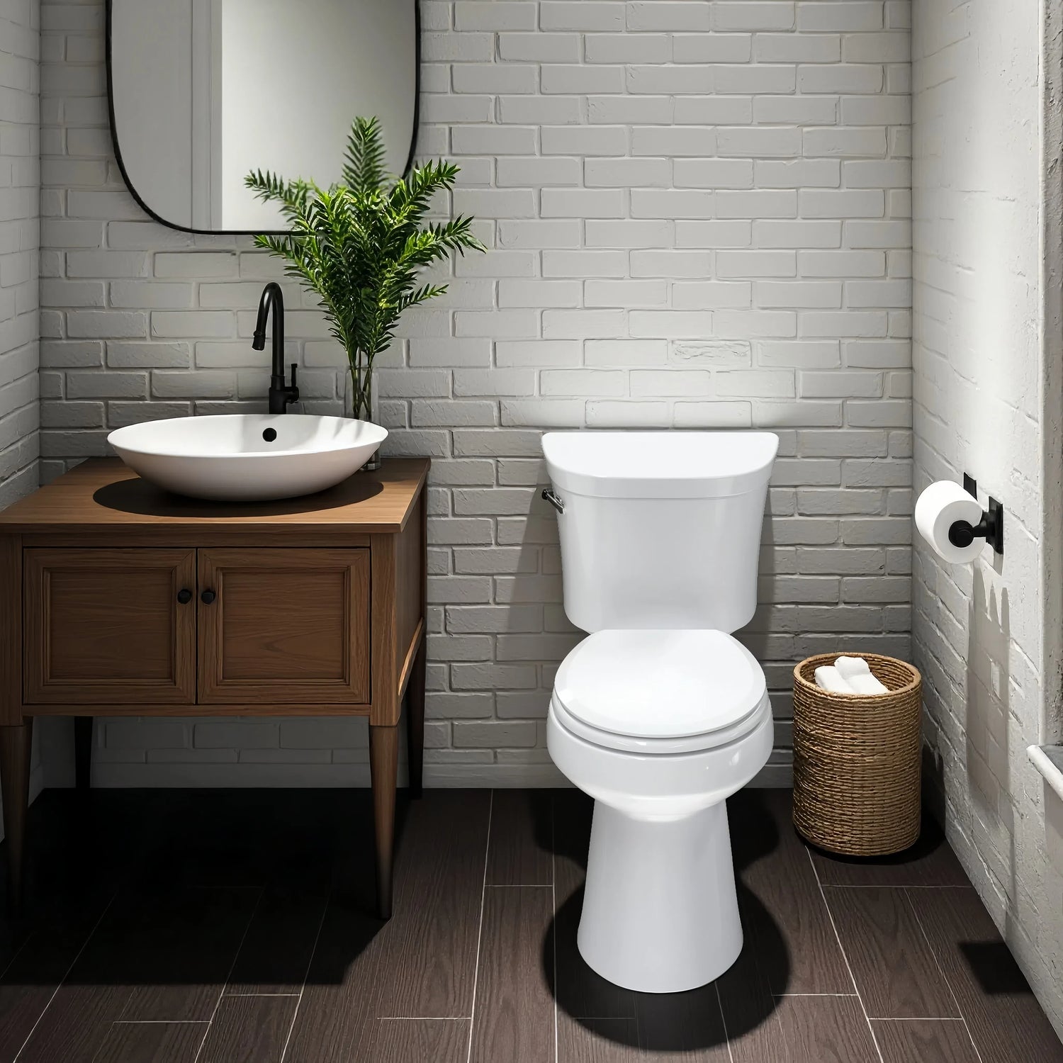 Topseat Pro Wood Toilet Seat, Round, White