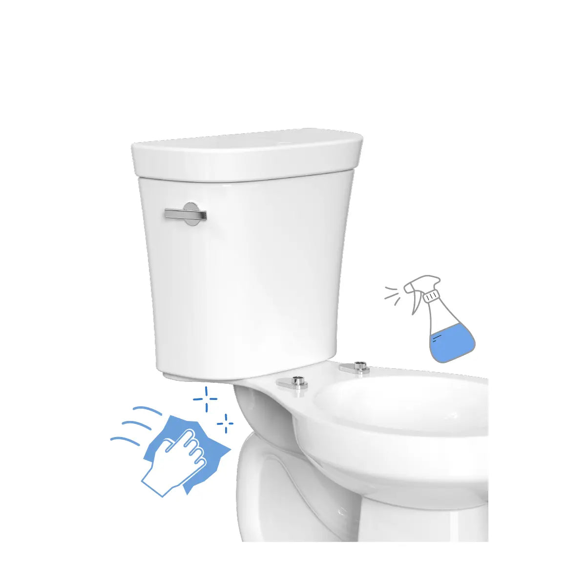 Step 2: Clean the exposed bowl and hinge area after removing the toilet seat.