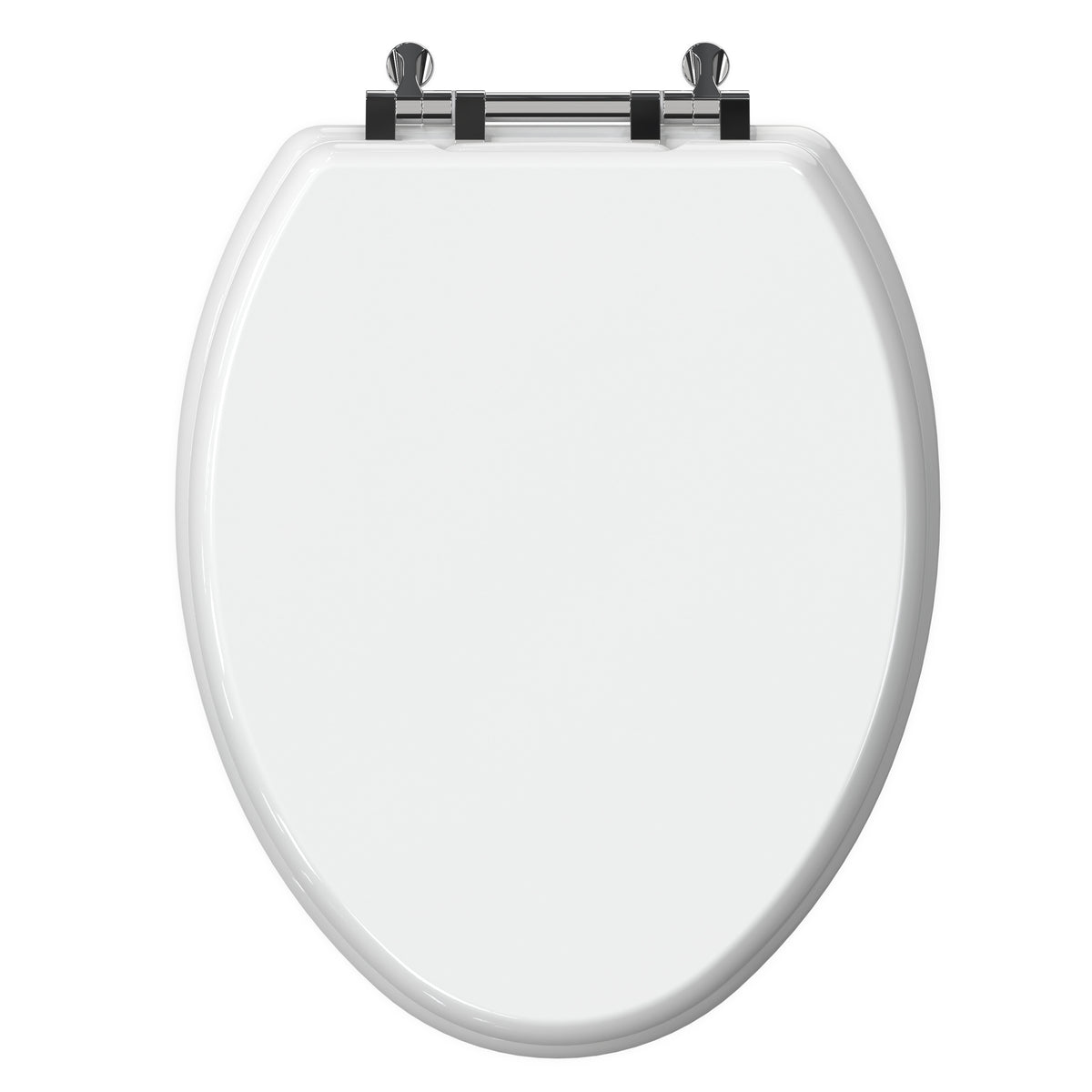 Top-down view of the closed white Topseat TinyHiney elongated potty training toilet seat