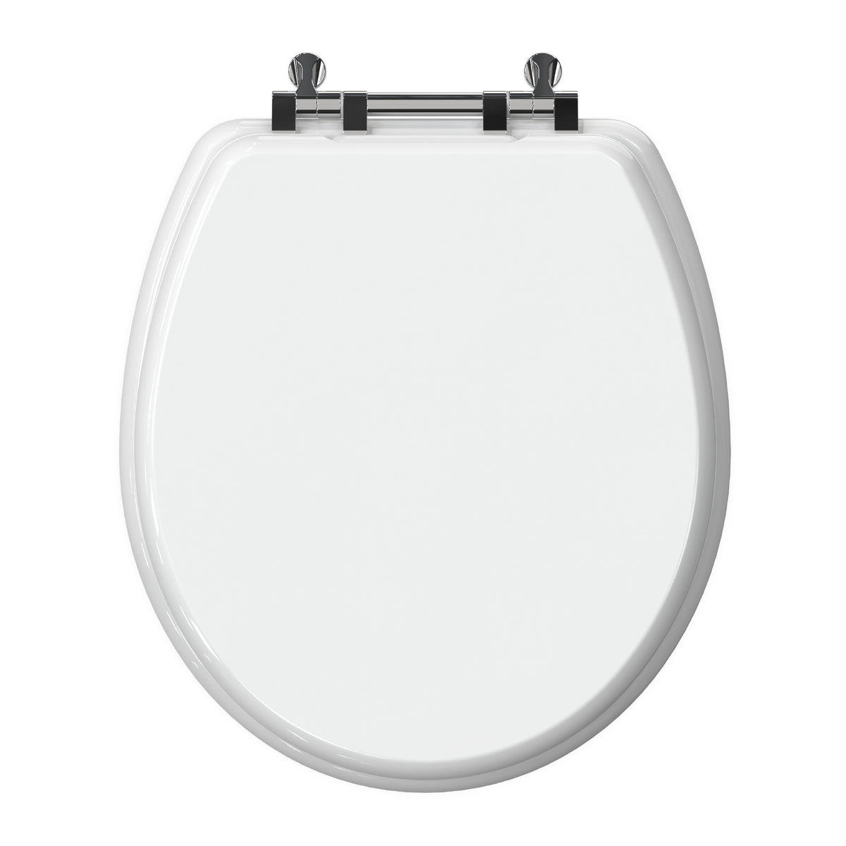 Top-down view of the closed white Topseat TinyHiney round potty training toilet seat
