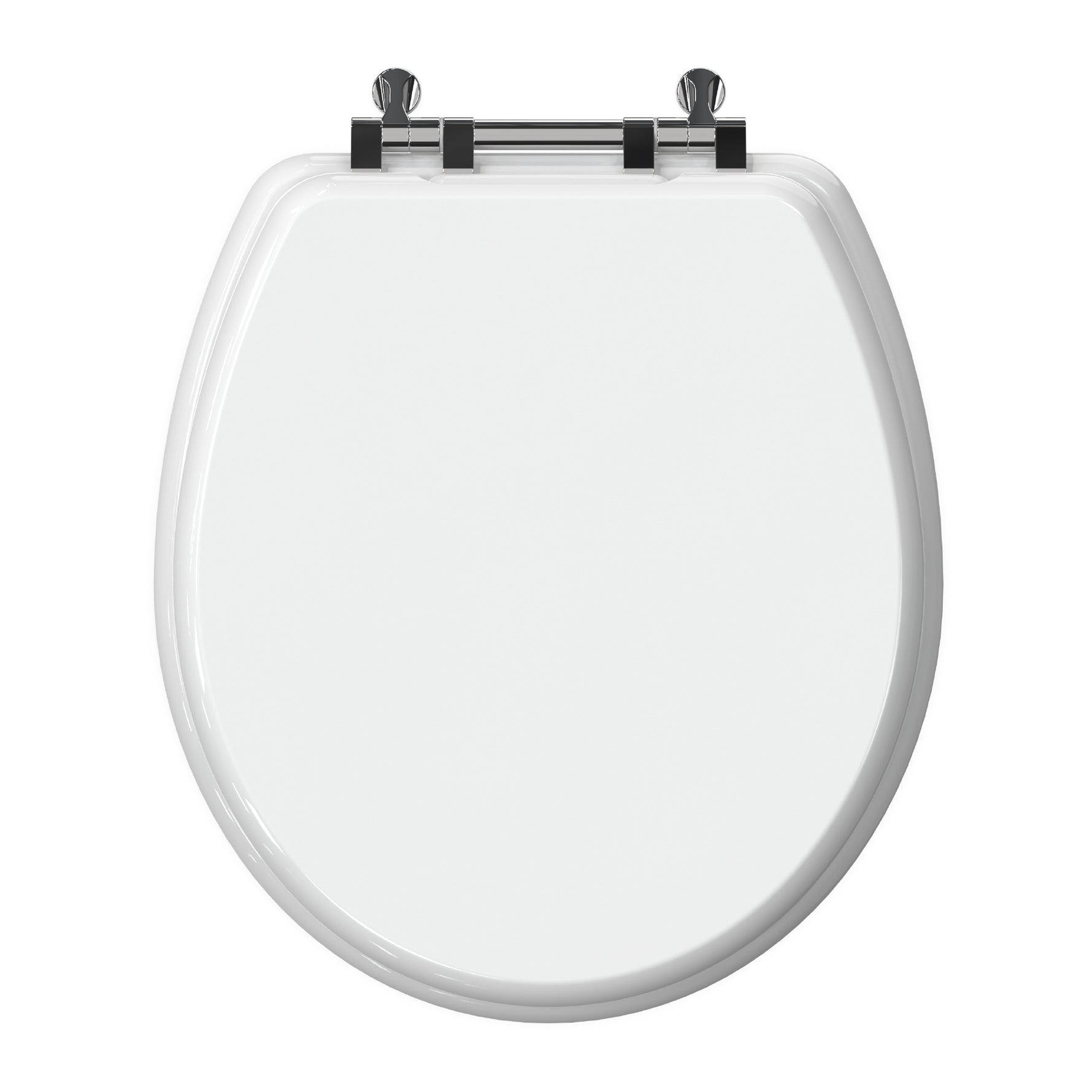 Top-down view of the closed white Topseat TinyHiney round potty training toilet seat