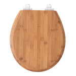 Topseat bamboo round toilet seat with a closed lid and natural bamboo grain, viewed from above