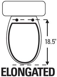 Elongated toilet bowl measurement guide showing 18.5 inches from the mounting holes to the front of the bowl