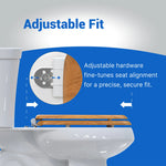 Topseat Natural Oak round wood toilet seat with adjustable mounting hardware for precise seat alignment and secure fit