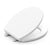 Topseat Plus plastic round white toilet seat shown with lid open.