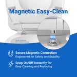 Topseat plus toilet seat with magnetic quick release for easy cleaning