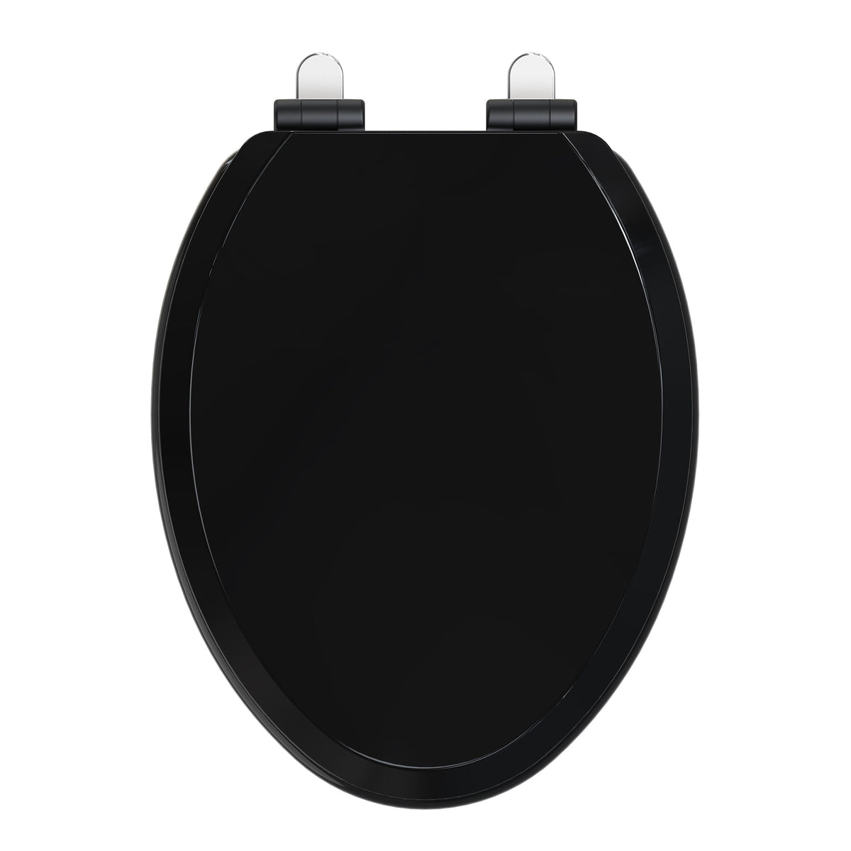 Topseat Pro Elite black elongated wood toilet seat, closed top view