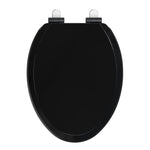 Topseat Pro Elite black elongated wood toilet seat, closed top view