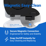 Topseat Pro Elite black elongated wood toilet seat with magnetic quick-release hinges for easier cleaning