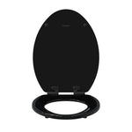 Topseat Pro Elite black elongated wood toilet seat, open front view