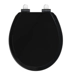topseat Pro Elite black round wood toilet seat with the lid closed, top view
