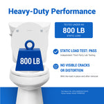 Topseat Pro Elite round white wood toilet seat supporting an 800 lb static load, showcasing extreme durability and heavy-duty strength.