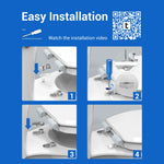 Topseat Pro Elite toilet seat installation guide with four steps and a QR code for the installation video