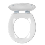 Topseat Pro Elite white round wood toilet seat viewed from above with the lid open