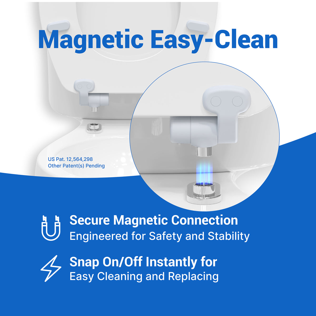 Topseat pro elite toilet seat with magnetic quick release for easy cleaning