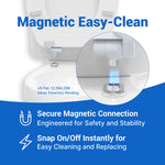 Topseat Pro Elite white elongated wood toilet seat with Magic Hinge™ magnetic quick-release for easier access around the mounting area.
