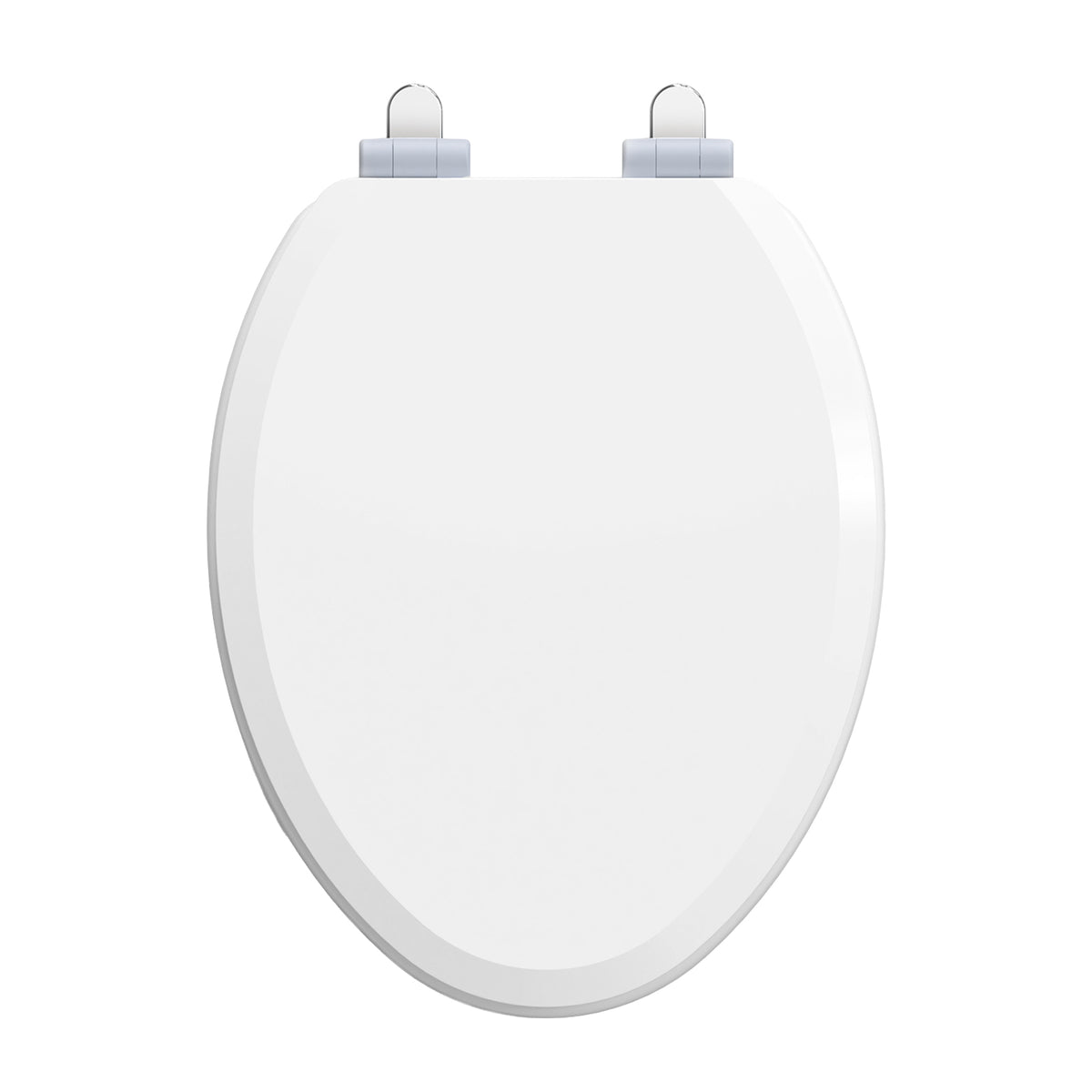 Top-down view of the Topseat Pro elongated white toilet seat with closed lid.