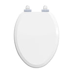 Top-down view of the Topseat Pro elongated white toilet seat with closed lid.