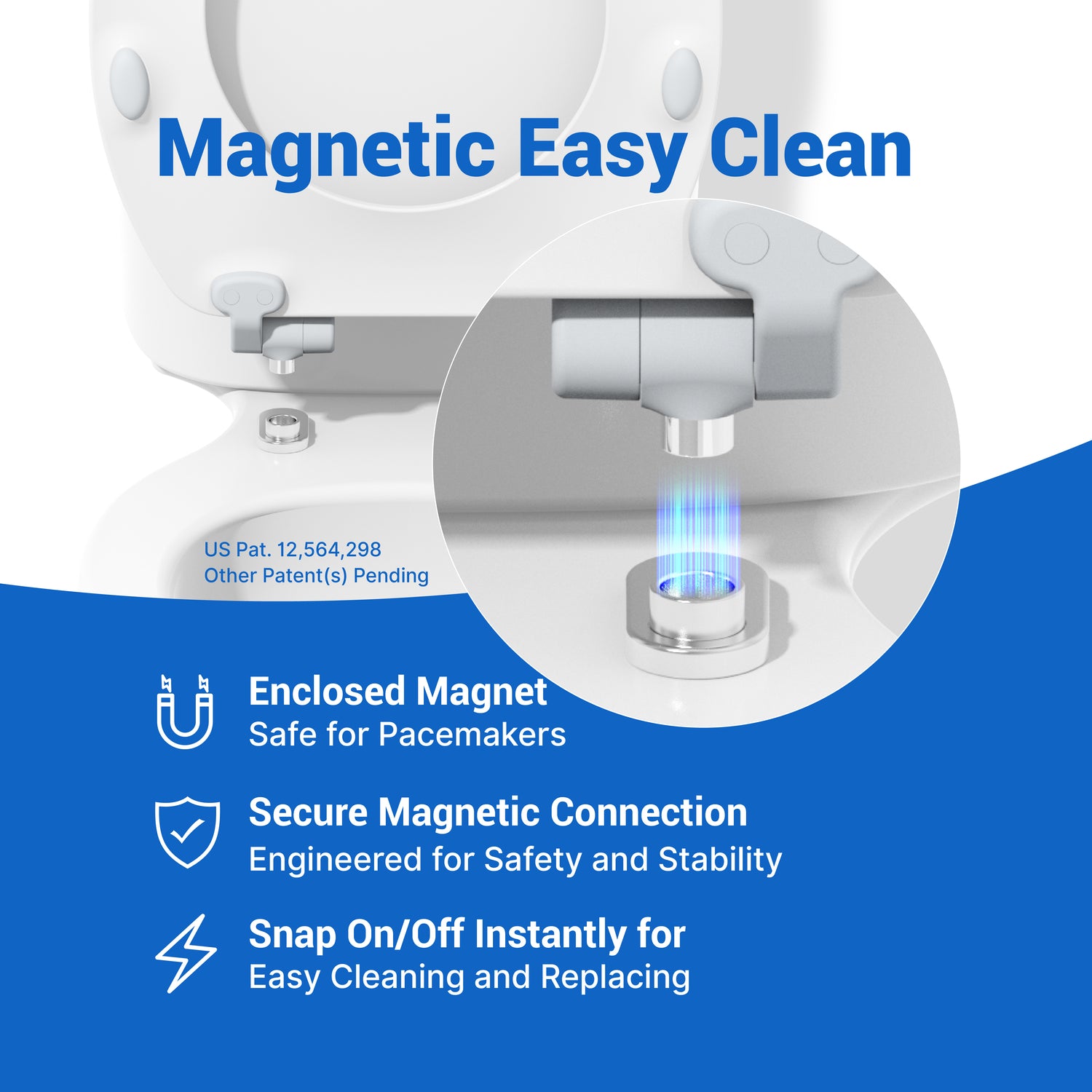 Topseat Pro Elite series white wood toilet seat with an industry-leading 800 lbs weight capacity and HushMotion slow-close technology. Featuring a heavy-duty design with shiny stainless steel hinges and a quiet-closing mechanism, shown in a bright, modern organic minimalist bathroom.