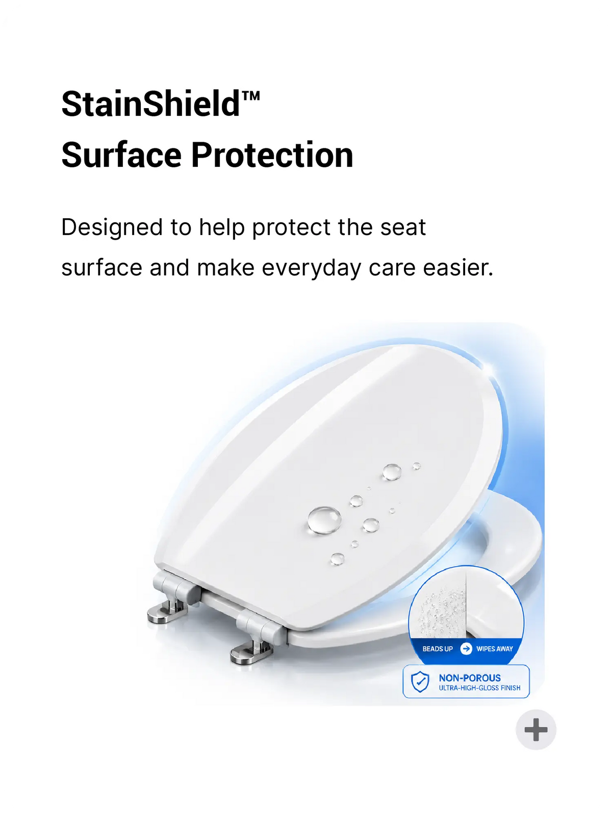topseat StainShield™ high-gloss protective finish with water droplets on the surface.