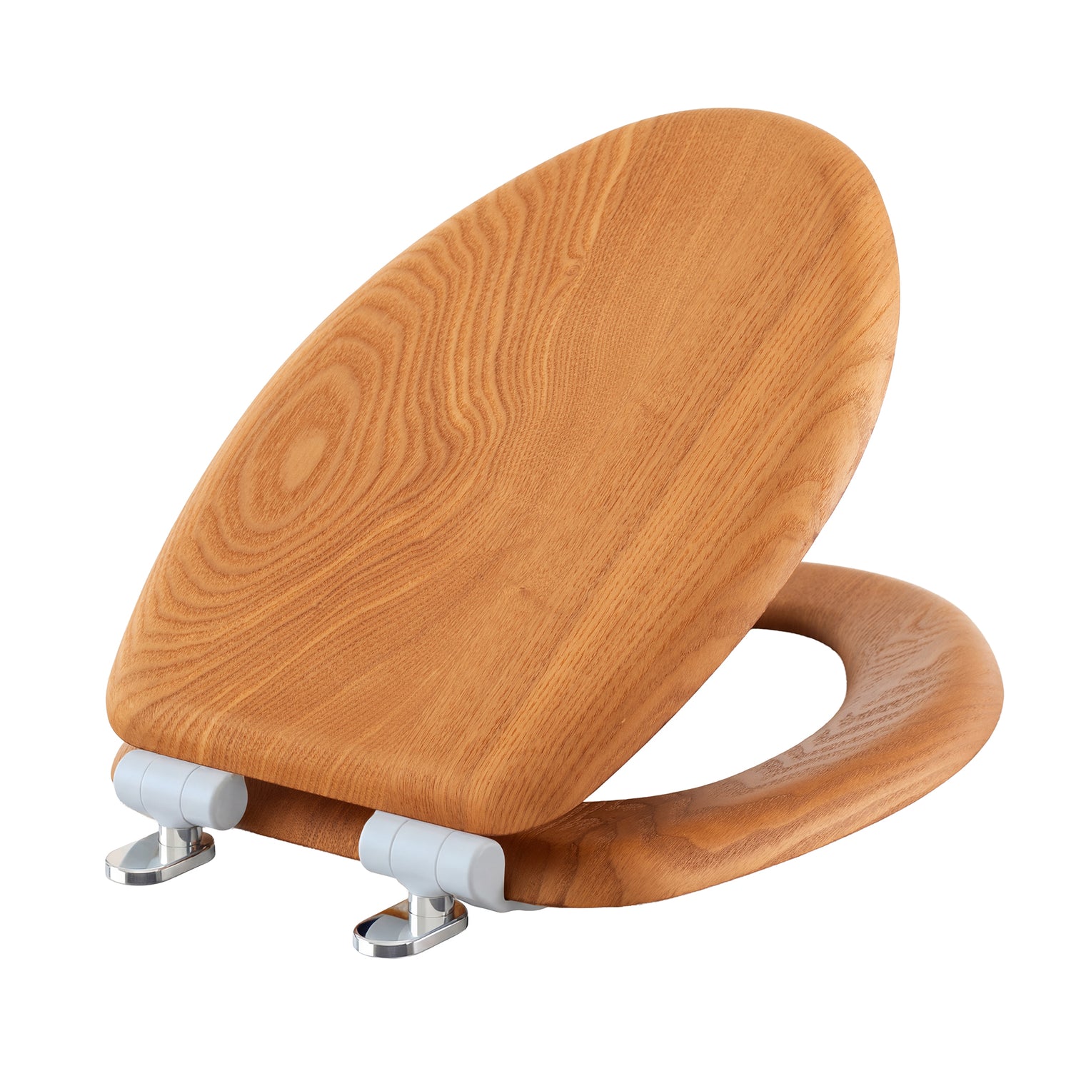 Topseat Natural Wood Toilet Seat in Oak with Magic Hinge