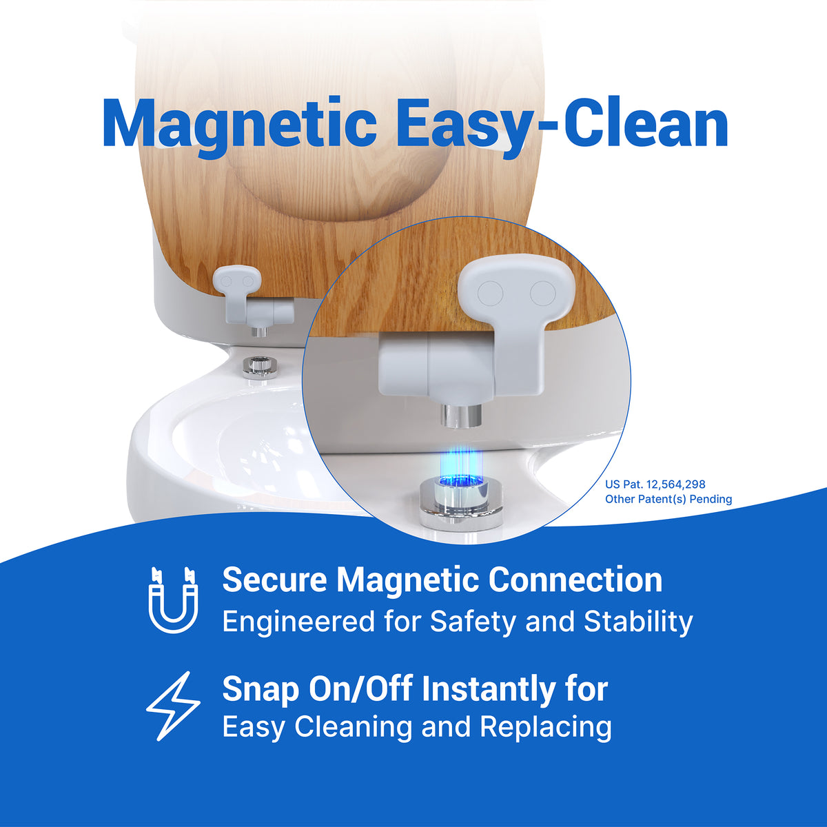Topseat wood toilet seat in oak with magnetic quick release for easy cleaning